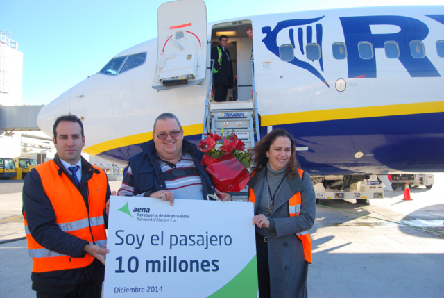 Alicante-Elche airport reaches historic ten-million passenger total in 2014
