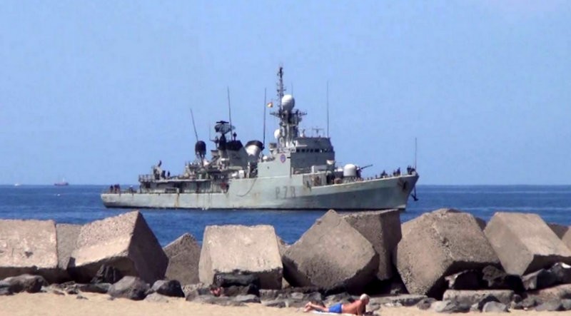 Spanish navy patrol vessel open to the public in the port of Alicante