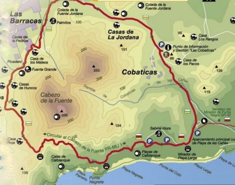 The PR-MU 1 walking route on Cabezo de la Fuente in the regional park of Calblanque