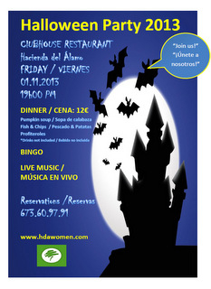 <span style='color:#780948'>ARCHIVED</span> - 1st November, Halloween party, Hacienda del Alamo Clubhouse
