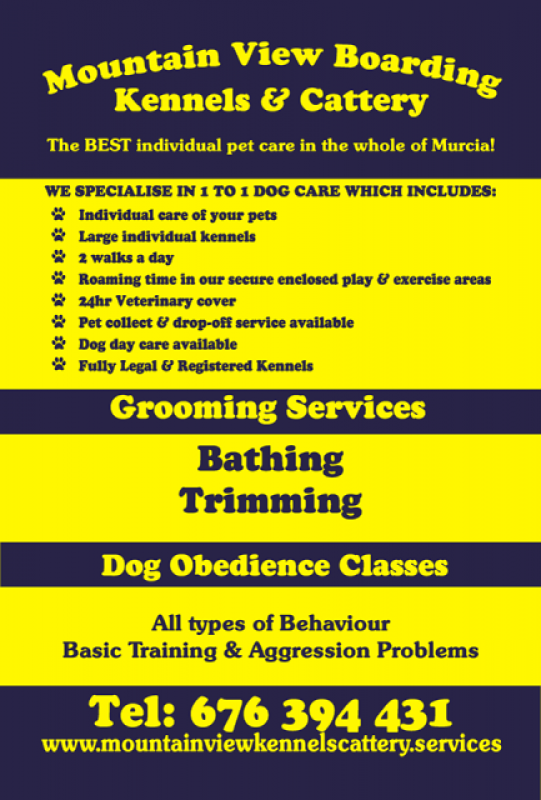 Mountain View Kennels, Dog kennels and cattery, dog training, dog grooming and private pet villa rental  in Fuente Alamo