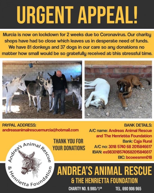 <span style='color:#780948'>ARCHIVED</span> - URGENT APPEAL  from Andreas Animal Rescue as coronacrisis deepens