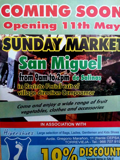 <span style='color:#780948'>ARCHIVED</span> - 11th May, new Sunday market, san Miguel de Salinas