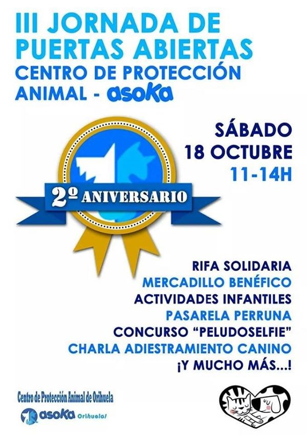 <span style='color:#780948'>ARCHIVED</span> - 18th October, open day at Asoka Orihuela animal protection centre