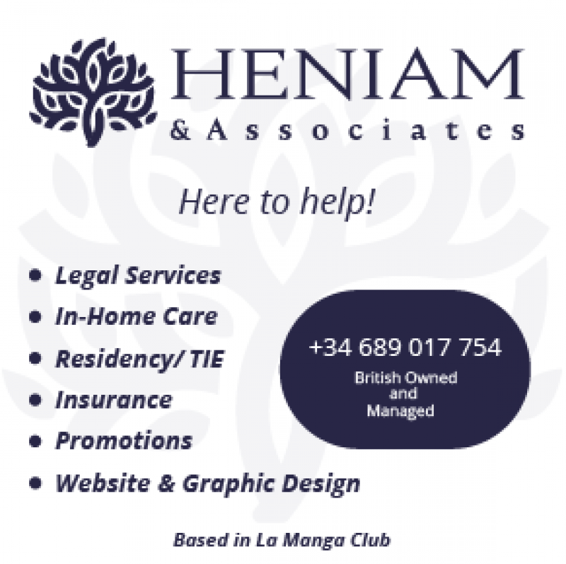 Heniam & Associates La Manga Club providing legal advice, conveyancing, paperwork services and In-Home Care