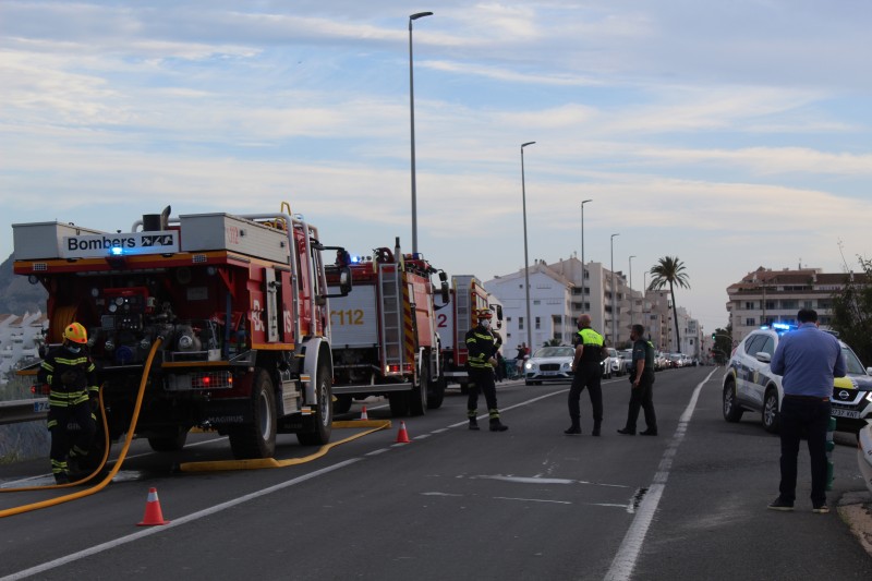 <span style='color:#780948'>ARCHIVED</span> - Firefighters call in air support as shrubland catches fire alongside the main N-332 in Altea