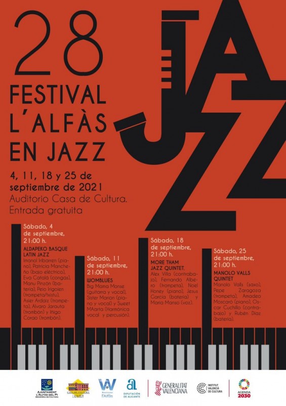 <span style='color:#780948'>ARCHIVED</span> - 28th edition of Alfaz del Pi Jazz Festival every Saturday in September