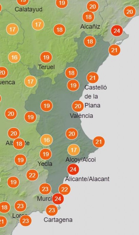 <span style='color:#780948'>ARCHIVED</span> - Alicante province weather forecast: Tuesday October 26