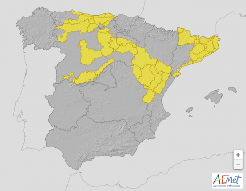 <span style='color:#780948'>ARCHIVED</span> - Nine regions in Spain maintain yellow warning for snow and rain