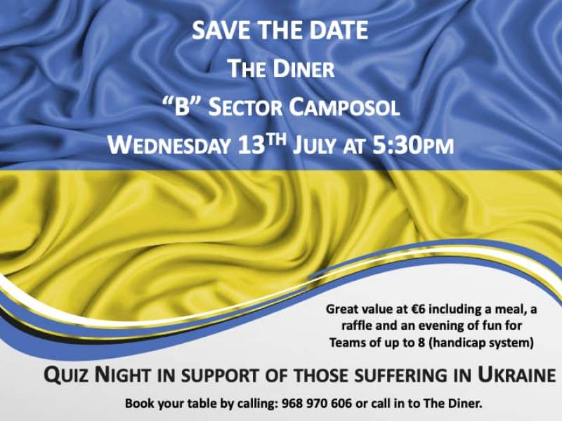 <span style='color:#780948'>ARCHIVED</span> - July 13 Help for Ukraine Fundraiser Quiz Night in Camposol