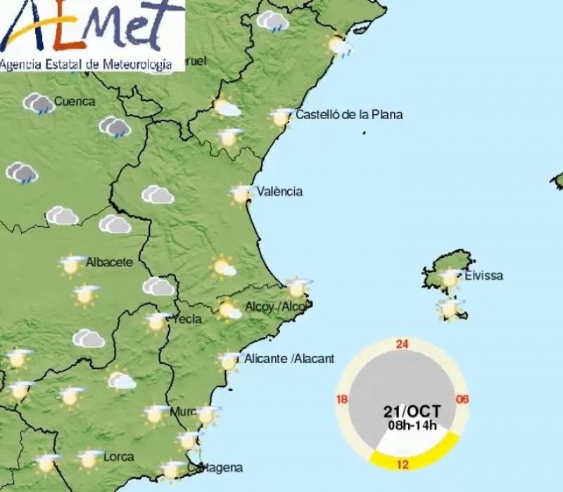 Overcast but dry and warm weekend ahead: Alicante weather outlook Oct 20-23