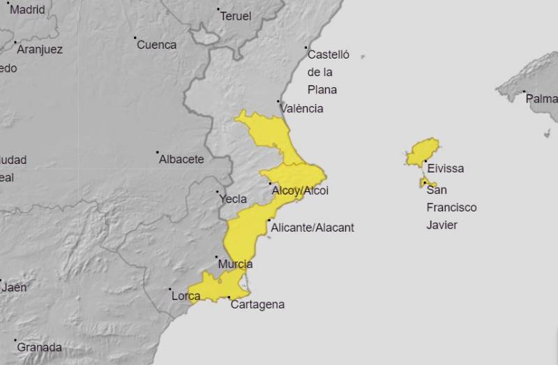 <span style='color:#780948'>ARCHIVED</span> - Yellow alert for heavy thunderstorms on Thursday in Murcia and Alicante