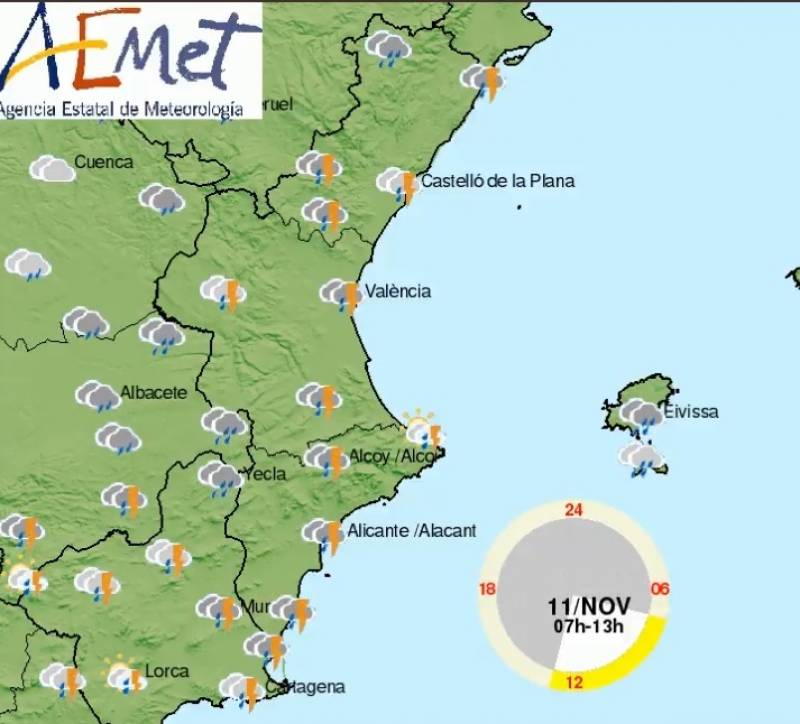 <span style='color:#780948'>ARCHIVED</span> - Yellow alert for rain with a wet weekend ahead: Alicante weather outlook Nov 10-13
