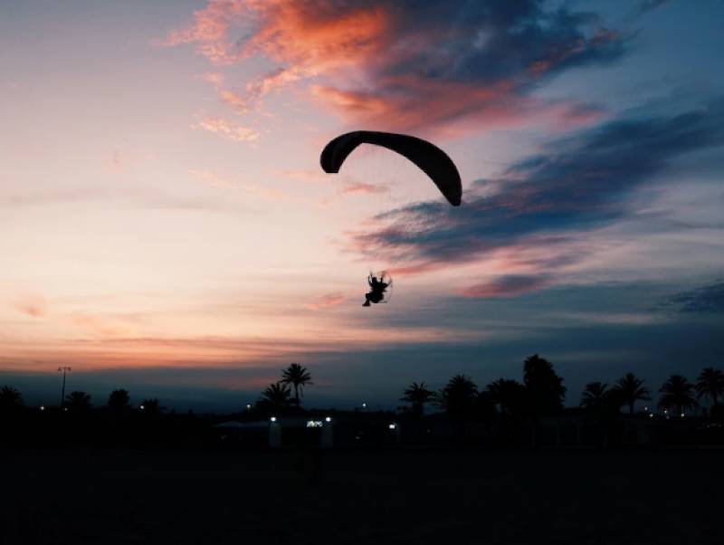 Paragliding immigrant crosses the border from Morocco into Spain