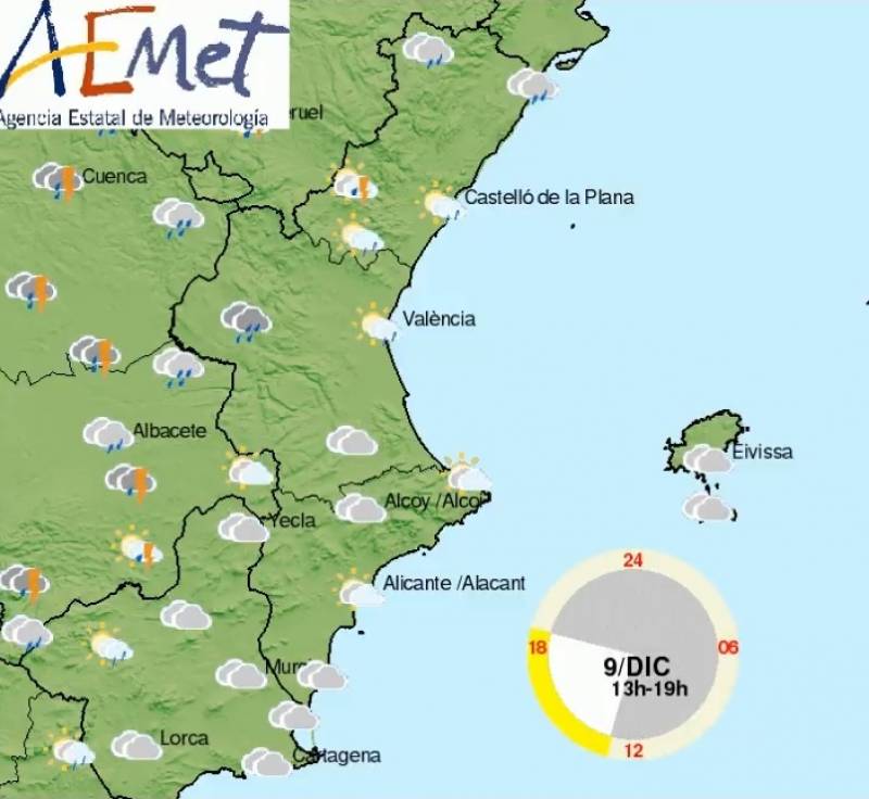 <span style='color:#780948'>ARCHIVED</span> - Alicante will escape worst of squall bringing downpours to much of Spain: weather outlook Dec 9-11