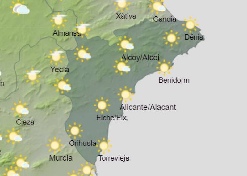 <span style='color:#780948'>ARCHIVED</span> - Sunshine and pleasant temperatures for the last week of 2022: Alicante weather forecast Dec 26-29