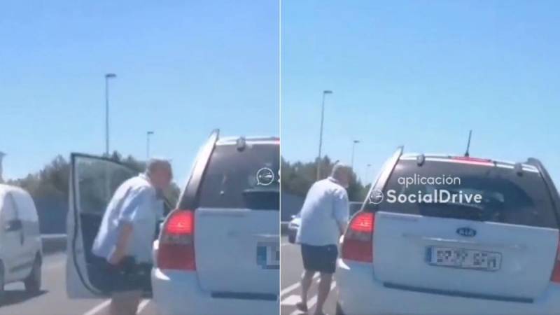 <span style='color:#780948'>ARCHIVED</span> - VIDEO: Road rage Brit forces other car to stop on busy N-332 Torrevieja and attacks the driver