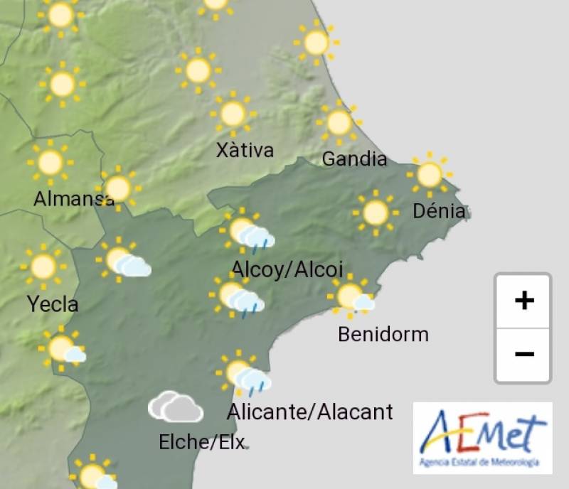 <span style='color:#780948'>ARCHIVED</span> - Heatwave reprieve with chance of showers: Alicante weather May 1-4