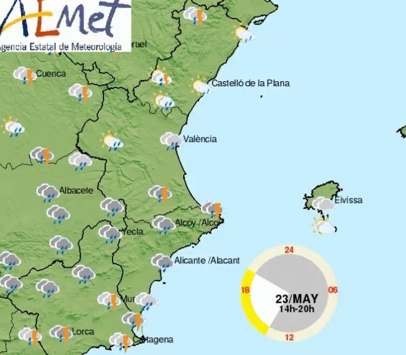 Heavy rain and storms continue this week: Alicante weather May 22-25