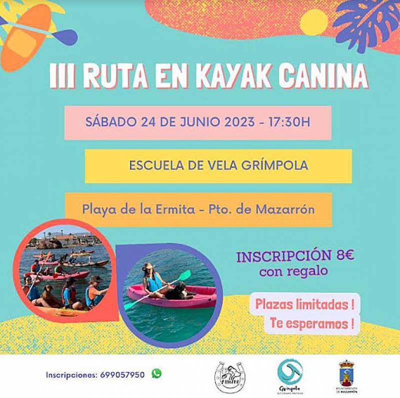 June 24 Fundraising canine kayak event in Puerto de Mazarron