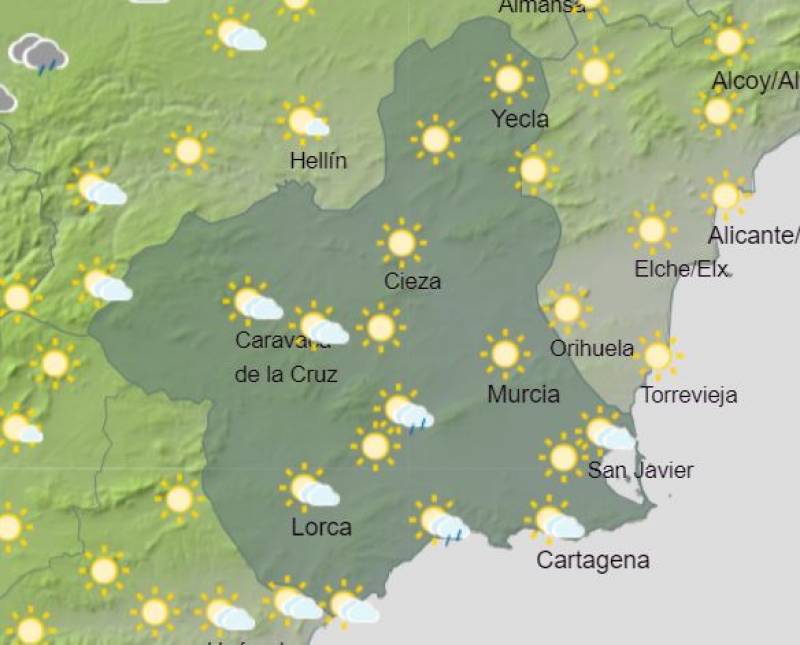 Murcia weekend weather forecast June 8-11: Sunshine and showers