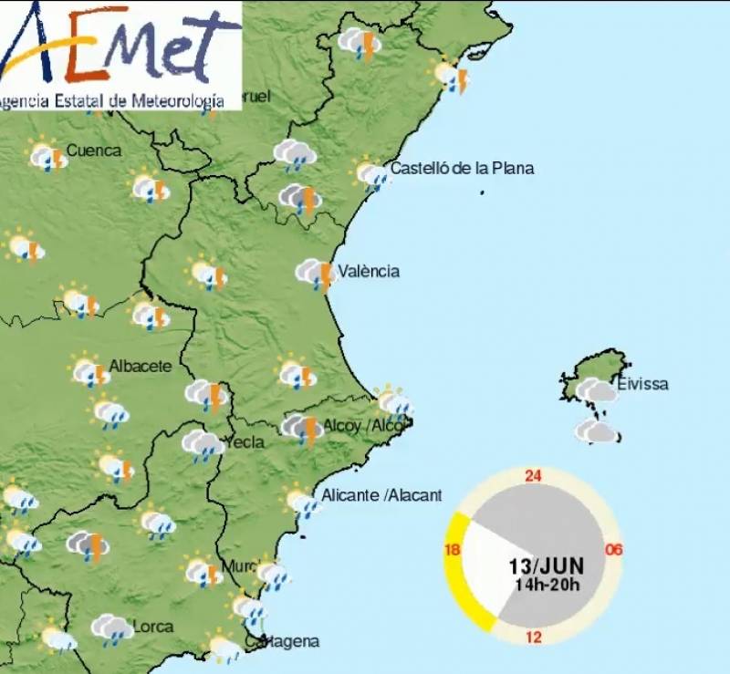 Stormy start to the week before temperatures rise: Alicante weather June 12-15