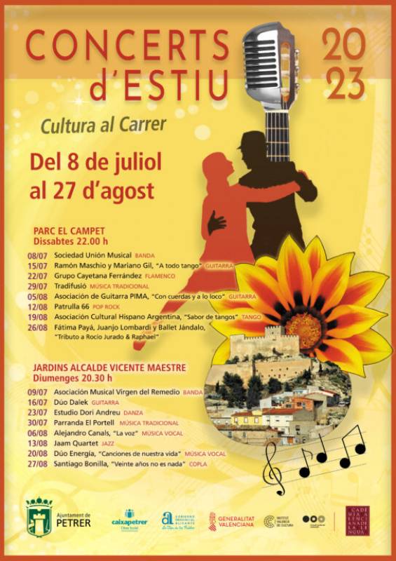 Free open-air summer concerts in Petrer July 8-August 27