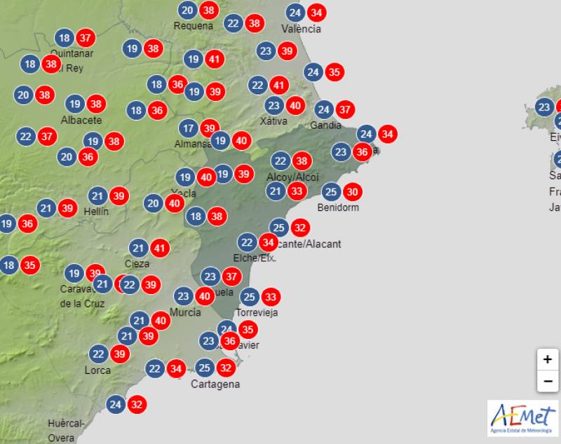 Weather warnings for high temperatures: Alicante forecast July 31-Aug 3