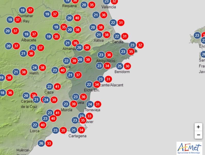 Hot weekend ahead with alerts for high temps: Alicante weather forecast August 17-20