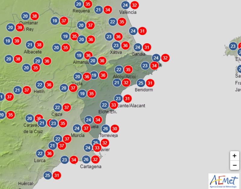 Hot weekend ahead with alerts for high temps: Alicante weather forecast August 17-20