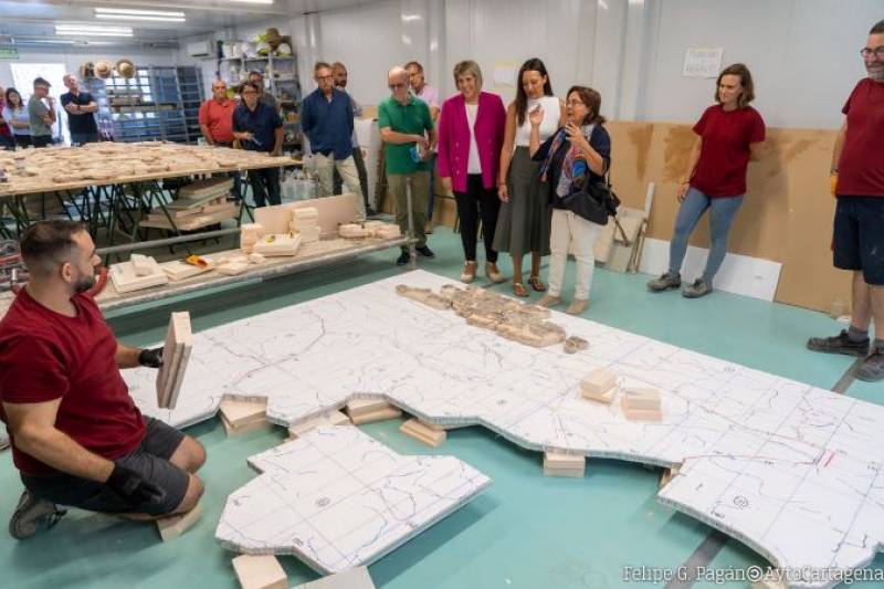 The first phase of excavation of the portico of the Roman Theatre of Cartagena is almost complete