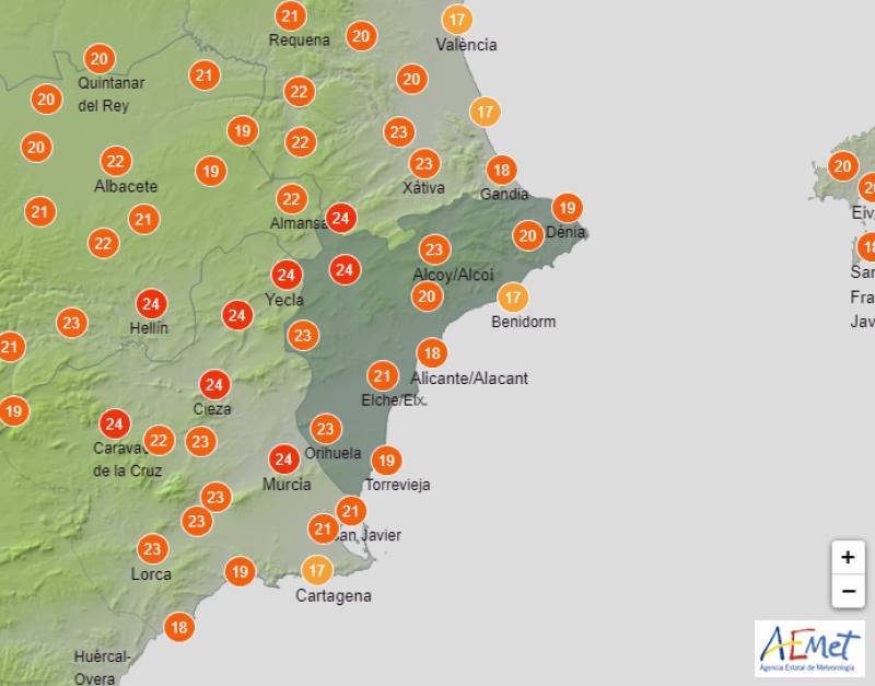 Temperatures fall below 20 degrees: Alicante weather forecast Nov 20-23