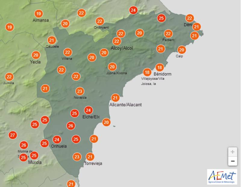 Sharp drop in temperatures this weekend: Alicante weather forecast Nov 30-Dec 3
