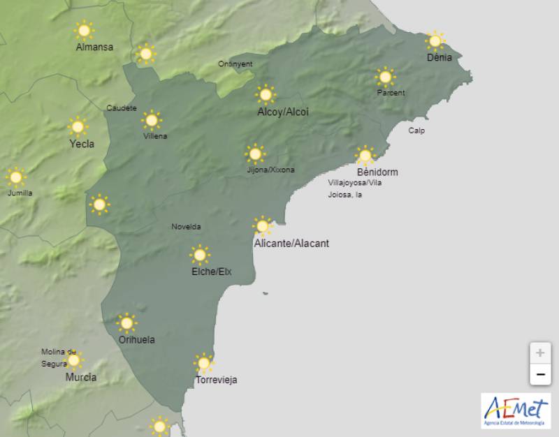 Dry, bright and sunny over the coming days: Alicante weather forecast Dec 18-21