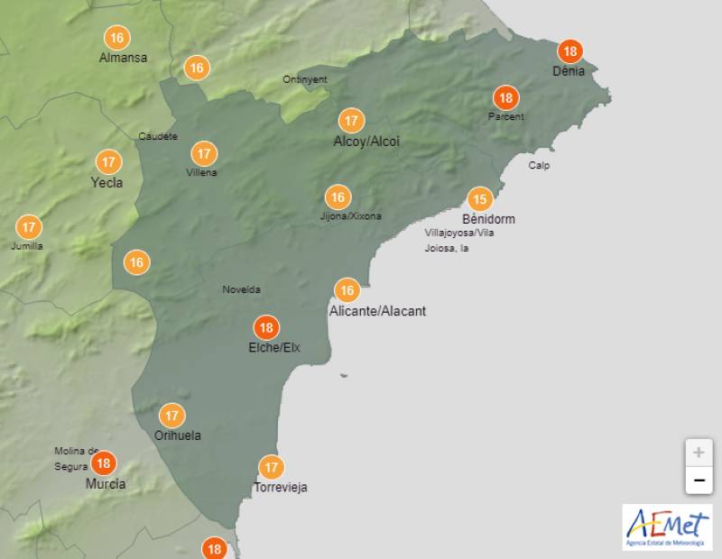 Dry, bright and sunny over the coming days: Alicante weather forecast Dec 18-21