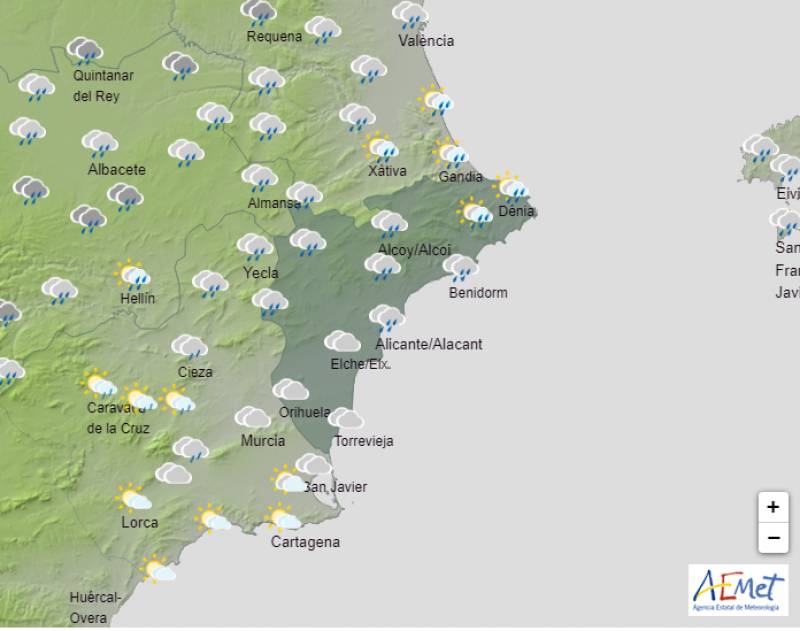 Alicante starts the week with heavy rain: weather forecast Jan 8-11