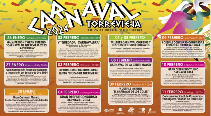 Jan 26-Feb 11 Torrevieja Carnival 2024: Three action-packed weekends of fun and entertainment