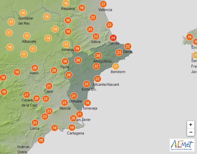 Temperatures of up to 25 degrees: Alicante weather forecast Jan 15-18