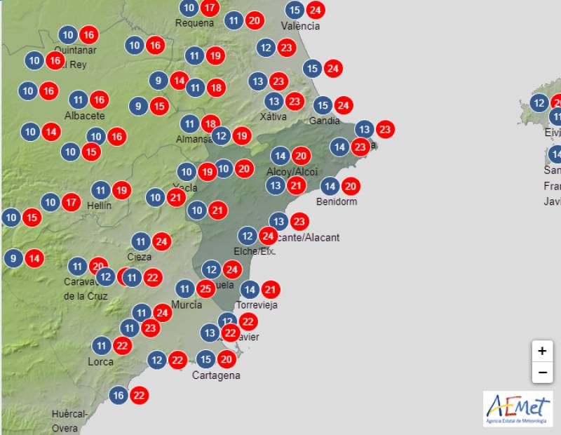 Temperatures of up to 25 degrees: Alicante weather forecast Jan 15-18