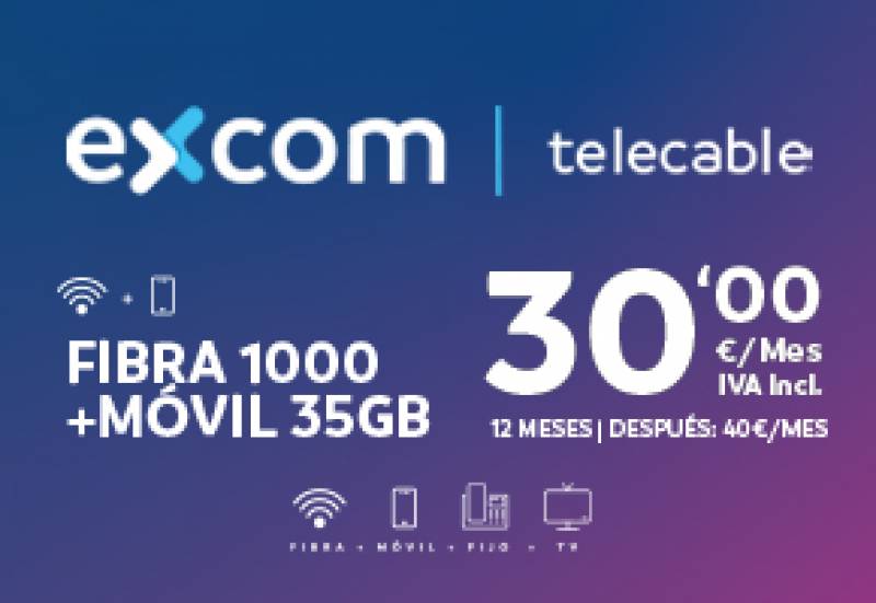 Fibre home internet and 35GB of mobile data in Spain for 30 euros with Excom Telecable