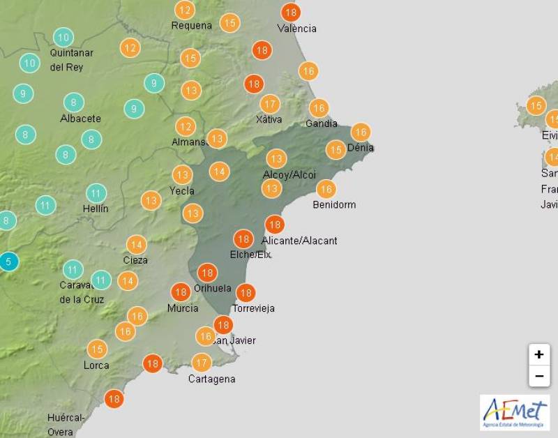 Temperatures plummet this week: Alicante weather forecast Feb 26-29