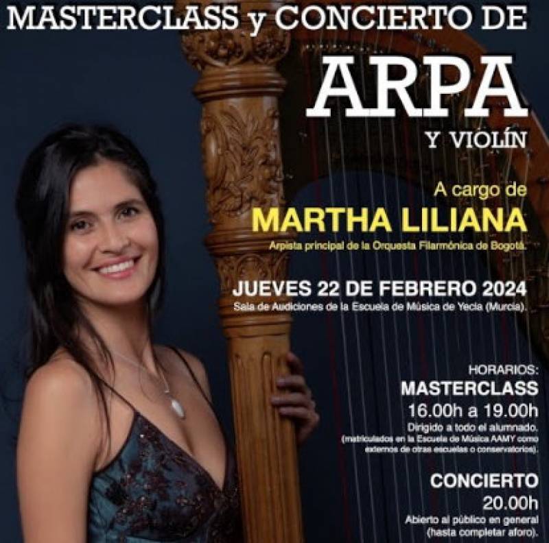 February 22 Harp masterclass and recital in Yecla