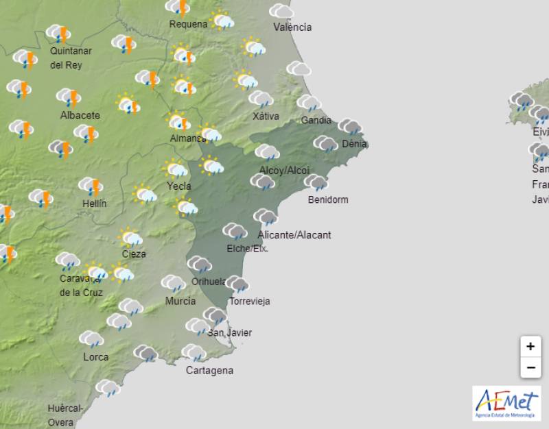 Spring showers and cloudy skies: Alicante weather forecast March 7-10
