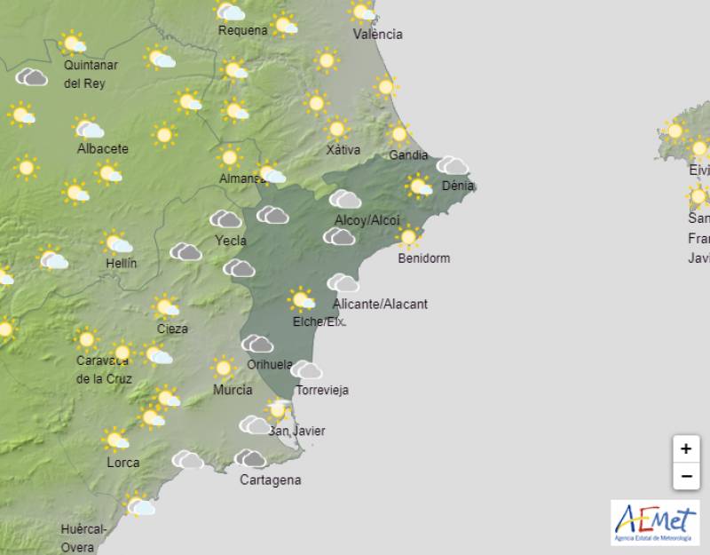Spring showers and cloudy skies: Alicante weather forecast March 7-10