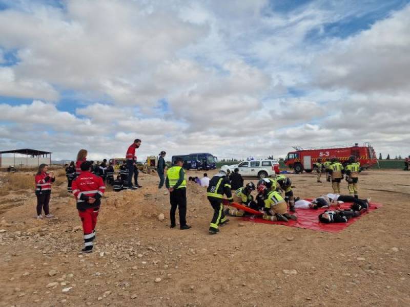 Murcia emergency services stage air crash drill at Corvera Airport