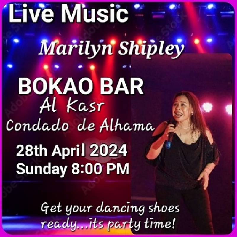 April 28 Marilyn Shipley appearing at the Bokao Bar Condado de Alhama Golf Resort