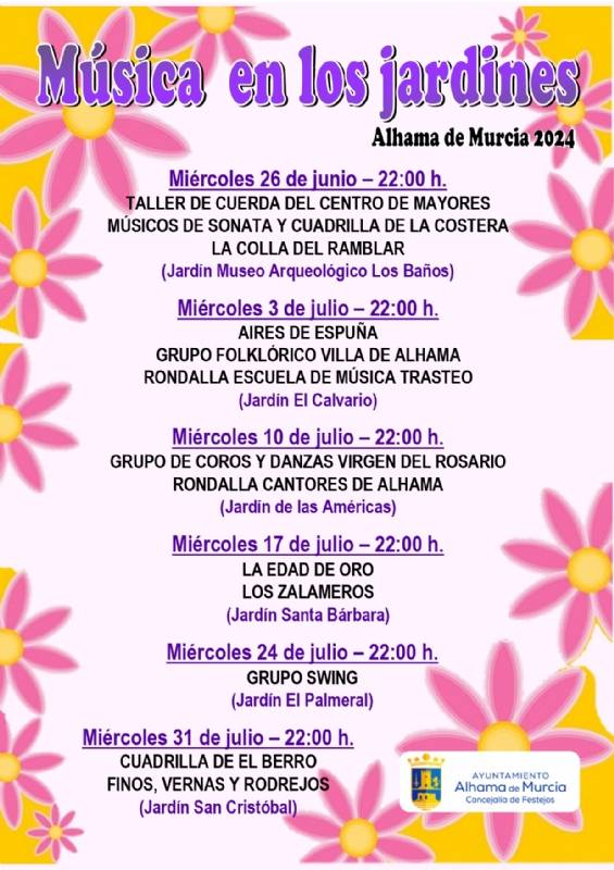 July 3 Free concert in the Jardín El Calvario in Alhama de Murcia