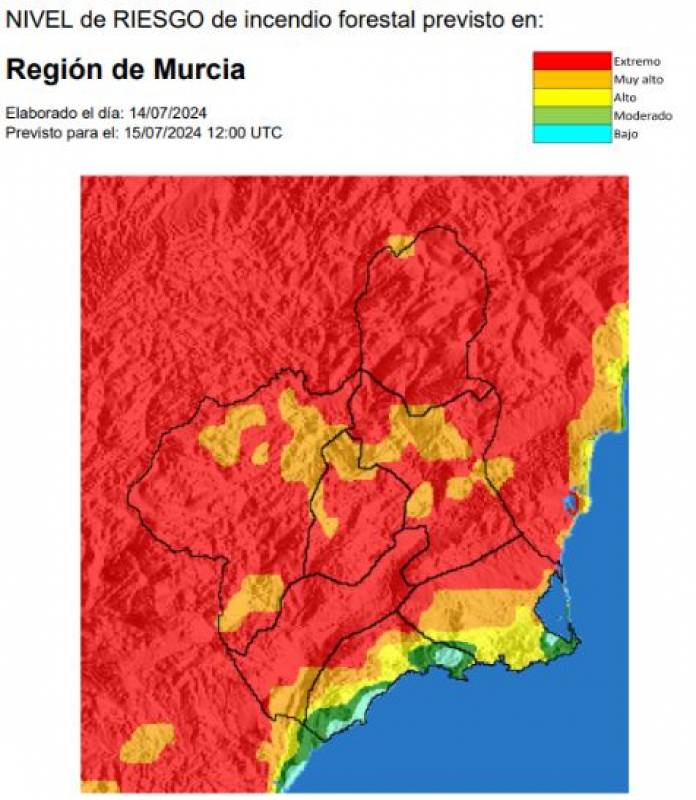 Saharan dust joins the heat: Murcia weekly weather forecast July 15-21