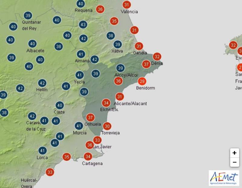 Orange warning for extreme temps: Alicante weather forecast Aug 1-4