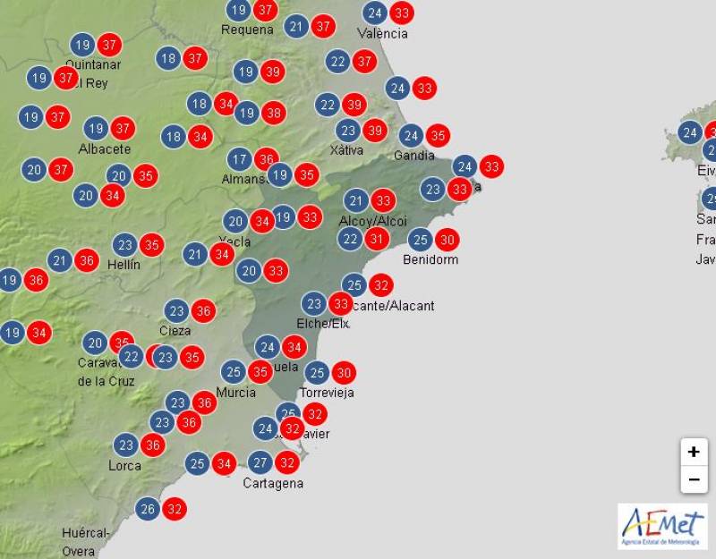 Orange warning for extreme temps: Alicante weather forecast Aug 1-4